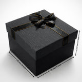 Elegant Black and Grey Gift Box with Gold Accent Ribbon | Premium Box With Ribbon | Multiple Size Options | Pack of 1