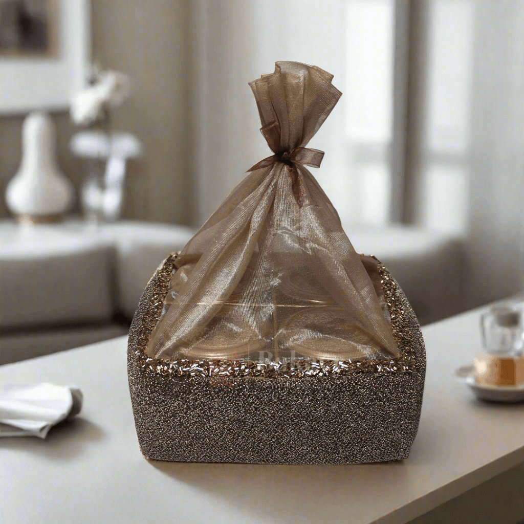 Elegant Sparkling Gift Basket with Glass Jars | Perfect for Gifting and Home Décor - Bakeyy.com - India - Elegant Sparkling Gift Basket with Glass Jars | Perfect for Gifting and Home Décor - Four Jar