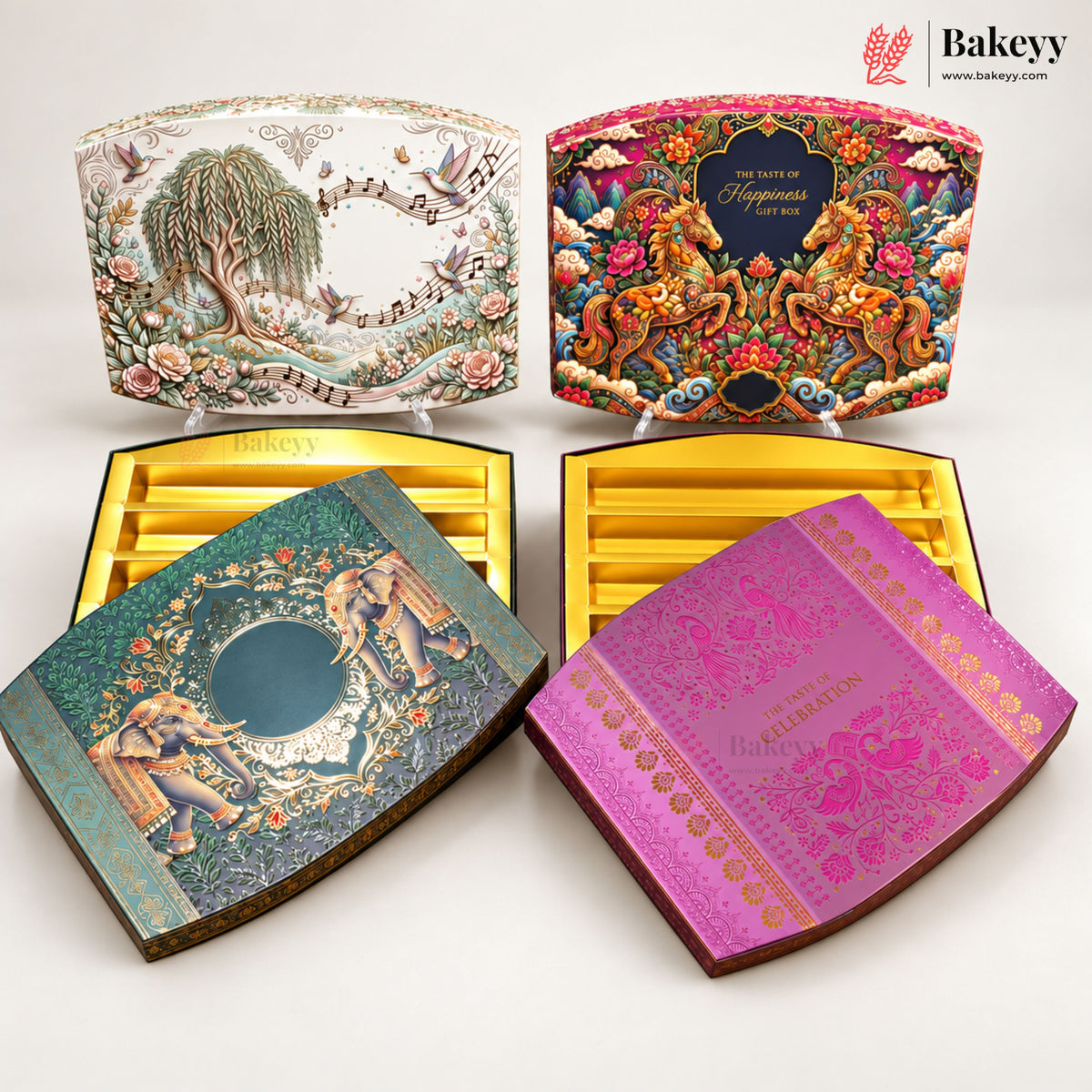 Oval Sweet & Dry Fruit Gift Box with Golden Cavity | 4 Designs | Pack of 1