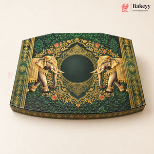 Oval Sweet & Dry Fruit Gift Box with Golden Cavity | 4 Designs | Pack of 1