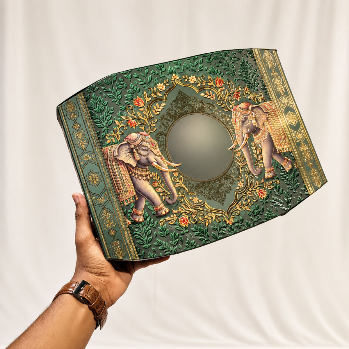 Oval Sweet & Dry Fruit Gift Box with Golden Cavity | 4 Designs | Pack of 1