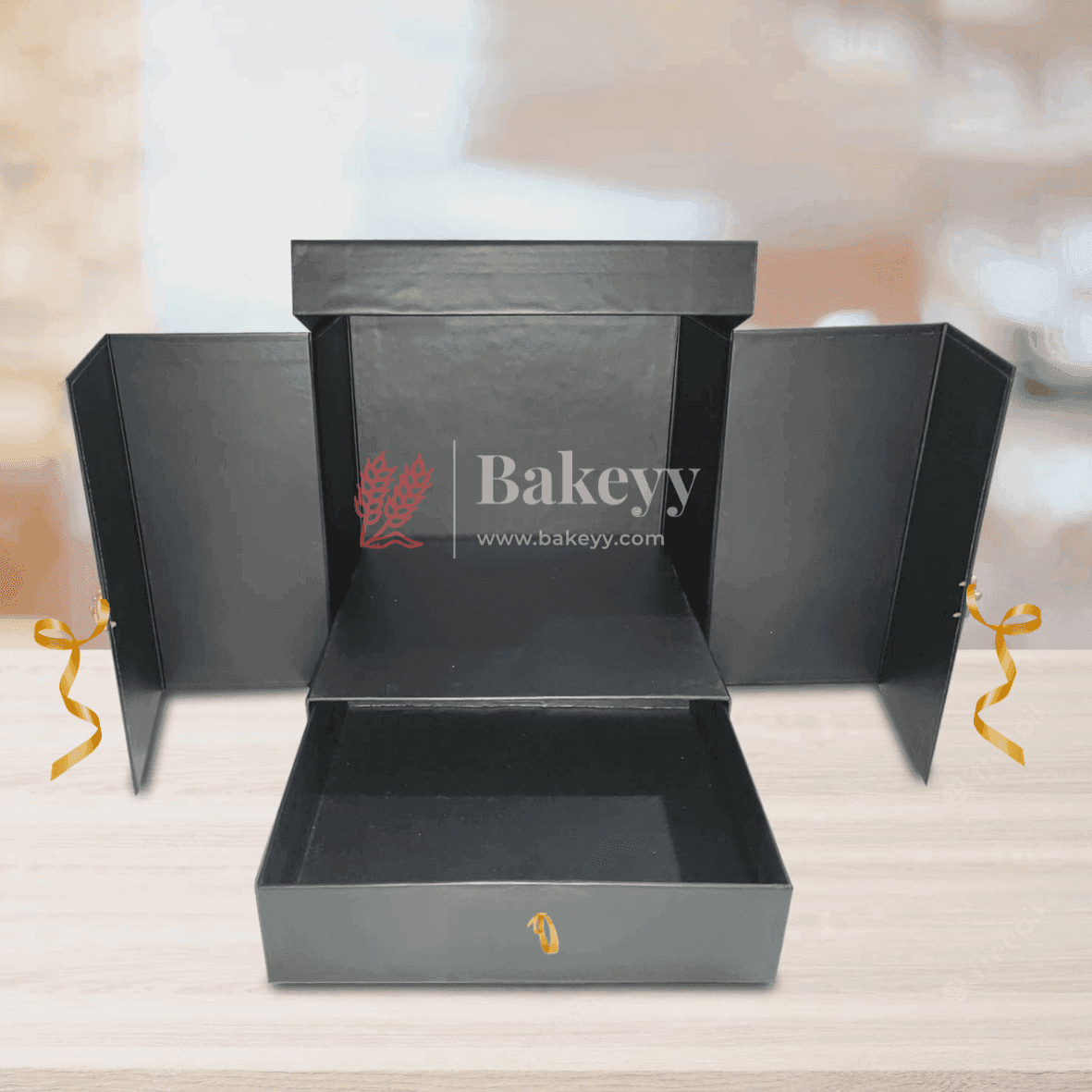 Card Board Surprise Cake Box with One Drawer Gift Box - Bakeyy.com - India - Card Board Surprise Cake Box with One Drawer Gift Box - BLACK