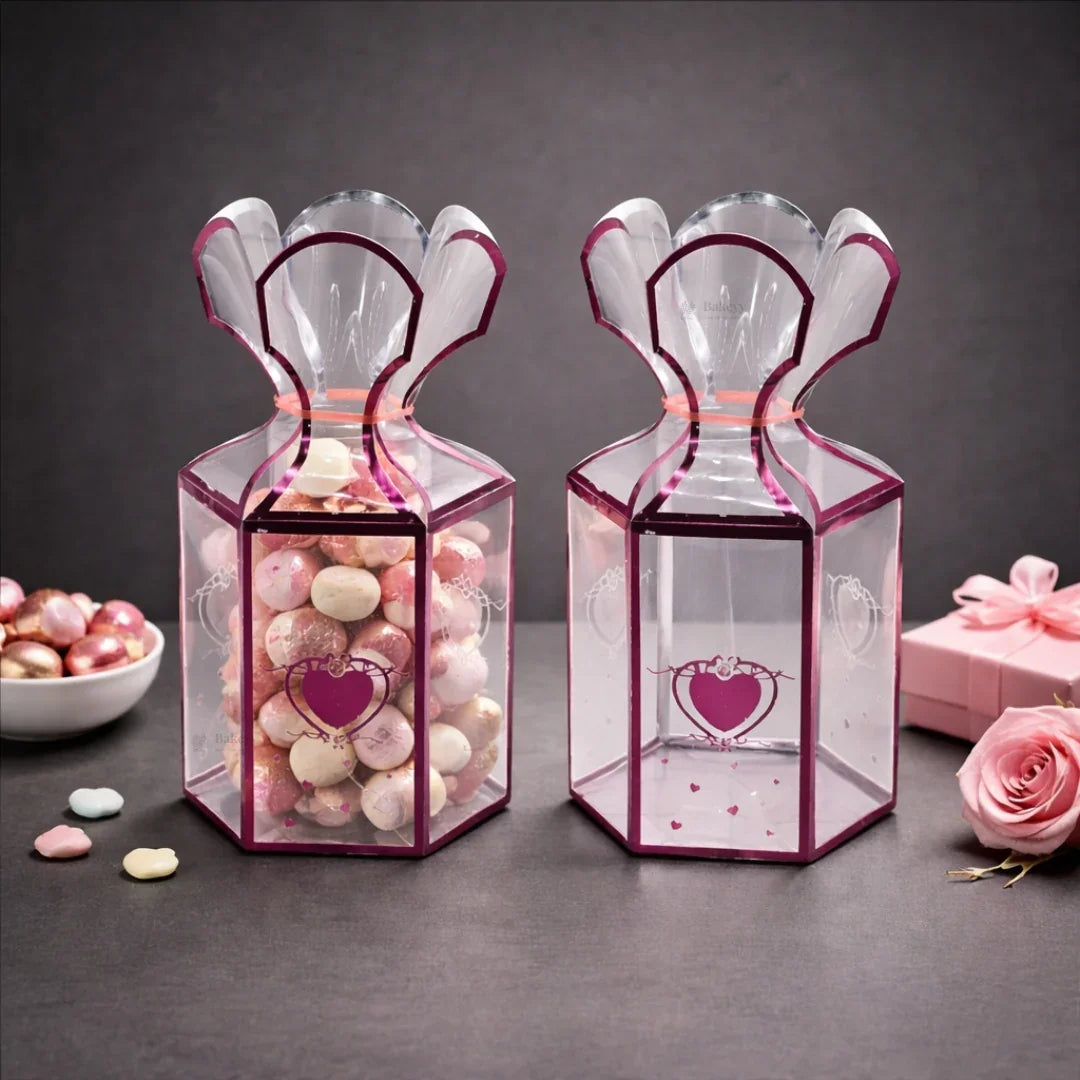 Fancy Pink Goodie Boxes with Heart Design | PVC Gift Box | Goodie Box ...