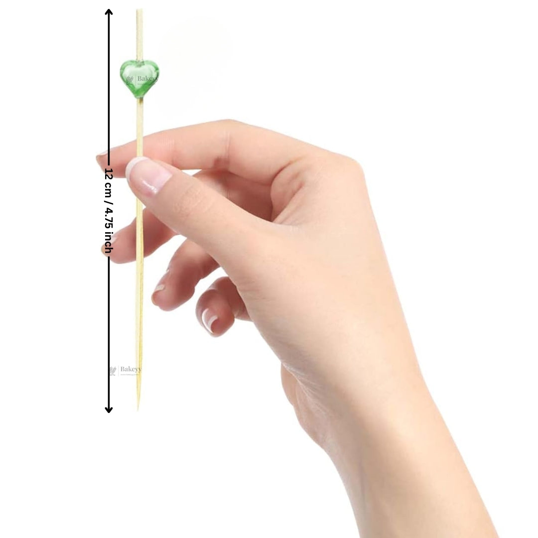 Decorative Cocktail & Dessert Picks | Heart & Round Bead Design | 12 cm Party Food Skewers | 4 Designs Available | Pack Of 70