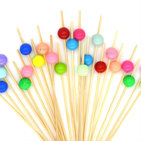 Decorative Cocktail & Dessert Picks | Heart & Round Bead Design | 12 cm Party Food Skewers | 4 Designs Available | Pack Of 70