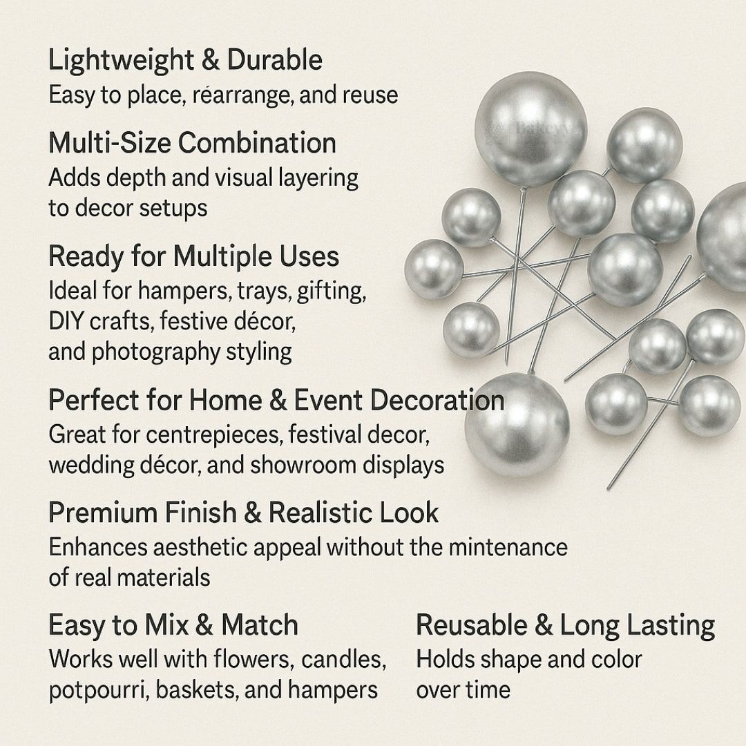 Decorative Faux Balls Cake Topper | Cake Decor | Craft & Décor Fillers | Mixed Sizes