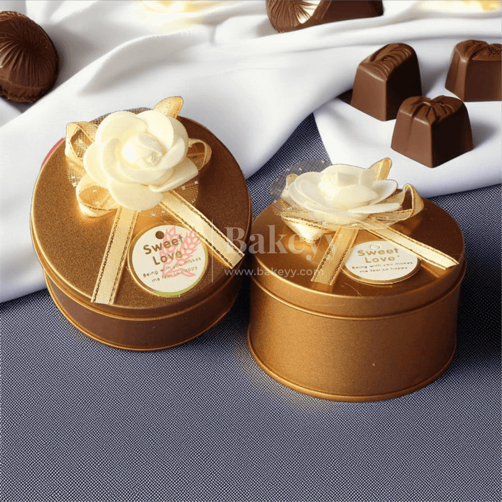 Pack of 12 | Round Empty Decorative Tin Box | Gift Box | Chocolate Box | Sweet Box | Jewellery Box | Luxury Box | - Bakeyy.com - India - Pack of 12 | Round Empty Decorative Tin Box | Gift Box | Chocolate Box | Sweet Box | Jewellery Box | Luxury Box | - Default Title