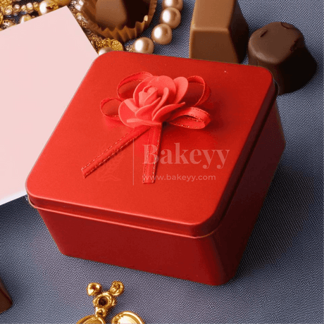 Pack of 4 | Red Empty Decorative Tin Box | Gift Box | Chocolate Box | Sweet Box | Jewellery Box | Luxury Box | - Bakeyy.com - India - Pack of 4 | Red Empty Decorative Tin Box | Gift Box | Chocolate Box | Sweet Box | Jewellery Box | Luxury Box | - Pack of 4