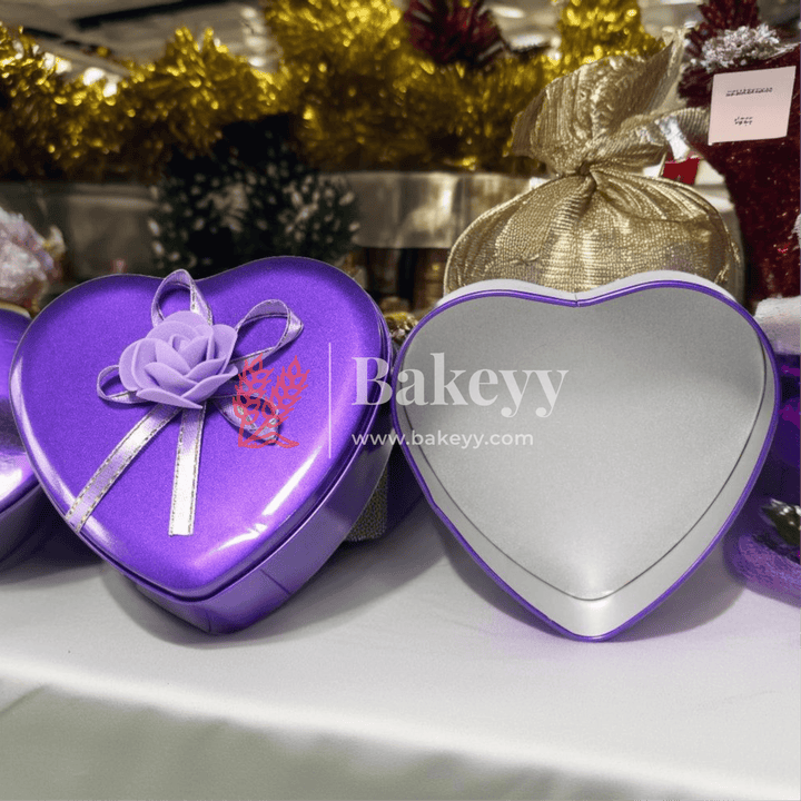 Purple Heart Empty Decorative Tin Box | Gift Box | Chocolate Box | Sweet Box | Jewellery Box | Luxury Box | Pack Of 4 | - Bakeyy.com - India - Purple Heart Empty Decorative Tin Box | Gift Box | Chocolate Box | Sweet Box | Jewellery Box | Luxury Box | Pack Of 4 | - Pack of 4