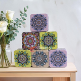 8x8x5cm| Matka Tin | Square Shaped Decorative Boxes | Pack Of 6 | Different Designs| Candle Tin Box |