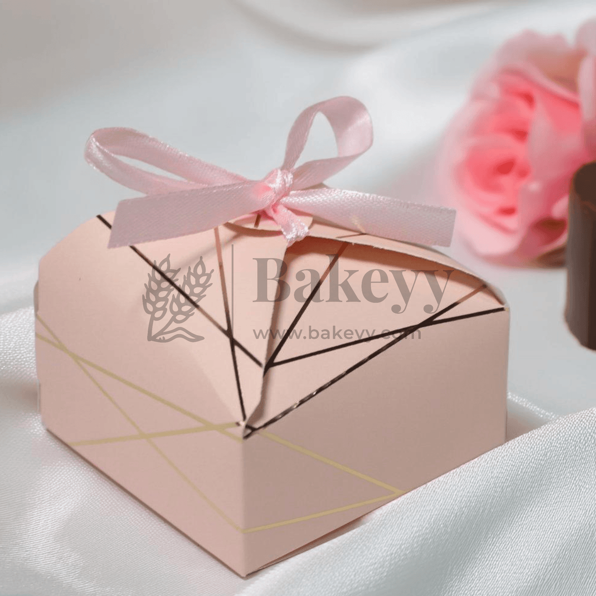 Striped Style Gift Box | Pack Of 10 | Wedding Gift Box | Candy Box | Return Gift Box | - Bakeyy.com - India - Striped Style Gift Box | Pack Of 10 | Wedding Gift Box | Candy Box | Return Gift Box | - Pink