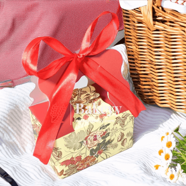 Flower print Gift Box | Pack Of 10 | Candy Box | Return Gift Box | - Bakeyy.com - India - Flower print Gift Box | Pack Of 10 | Candy Box | Return Gift Box | - Red