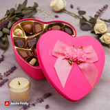 Extra Large |  Dark Pink Heart Empty Decorative Tin Box | Gift Box | Chocolate Box | Sweet Box | Jewellery Box | Luxury Box | Pack Of 2