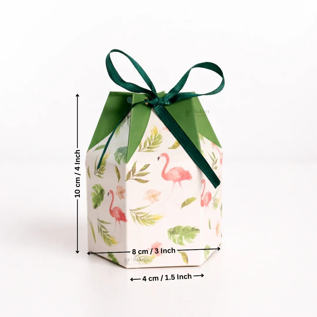 FlamingoTropicalPrintHexagonGiftBoxwithRibbonTie_2 - Bakeyy.com