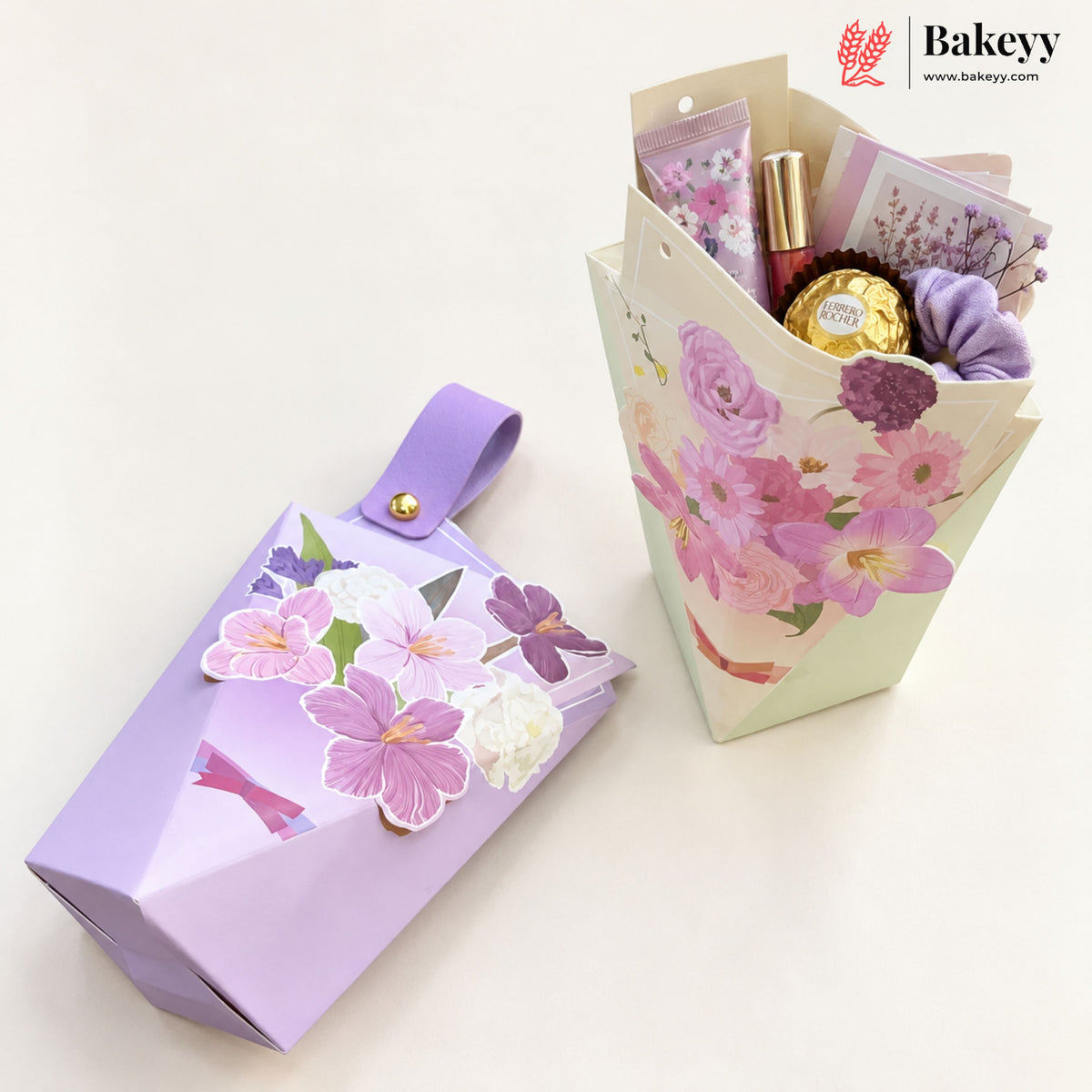 Floral Bouquet Goodie Box with Handle | Pack of 10