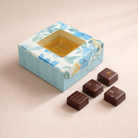Floral Chocolate Box with Window | 2 Capacity Available | Chocolate Packaging Box | 4 Designs Available | Pack of 100