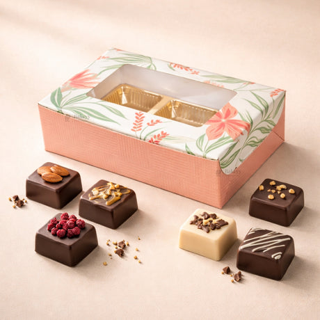 Floral Chocolate Box with Window | 2 Capacity Available | Chocolate Packaging Box | 4 Designs Available | Pack of 100