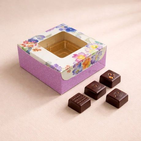 Floral Chocolate Box with Window | 2 Capacity Available | Chocolate Packaging Box | 4 Designs Available | Pack of 100