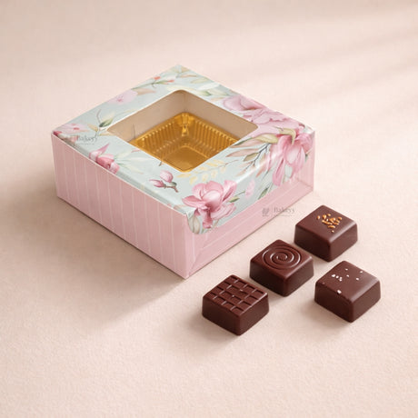 Floral Chocolate Box with Window | 2 Capacity Available | Chocolate Packaging Box | 4 Designs Available | Pack of 100