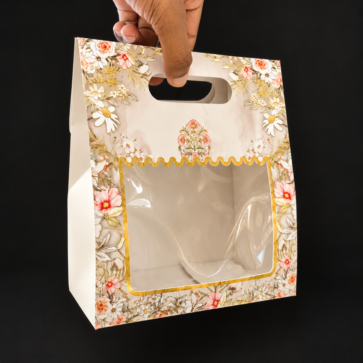 Bloom Printed Window Gift Box with Handle | Pack of 10
