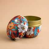 Floral Print Candle Tin Box | Decorative Storage Tin | Pack of 1