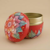 Floral Print Candle Tin Box | Decorative Storage Tin | Pack of 1