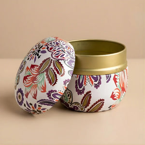 Floral Print Candle Tin Box | Decorative Storage Tin | Pack of 1