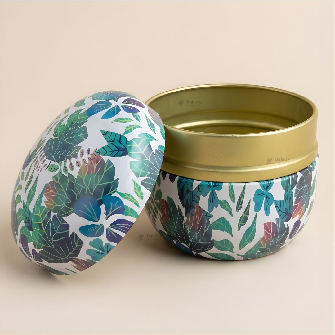 Floral Print Candle Tin Box | Decorative Storage Tin | Pack of 1
