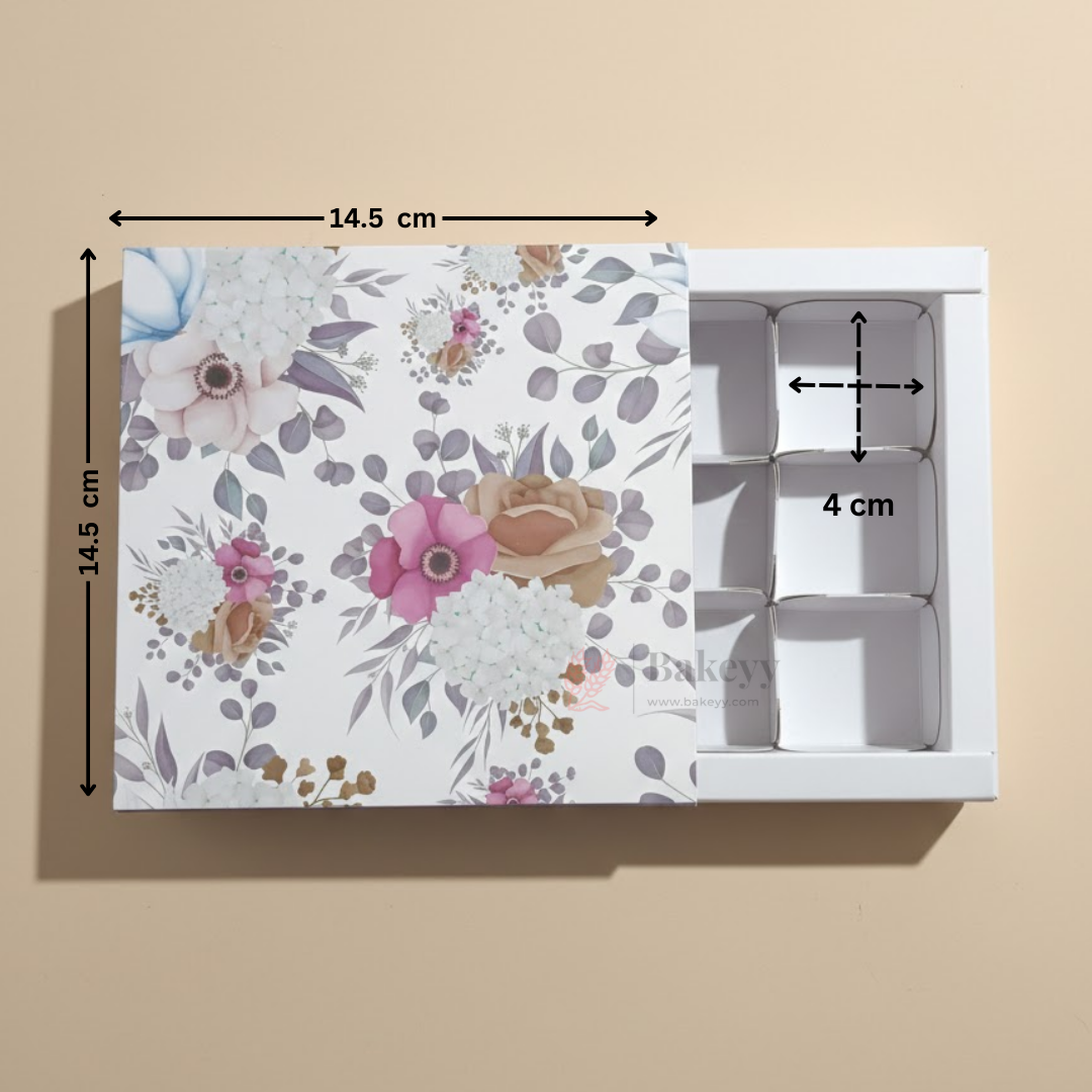 Floral Printed Chocolate Gift Box with Inner Tray | Premium Sleeve Box for Chocolates & Hampers | Multipurpose Box | Pack of 10