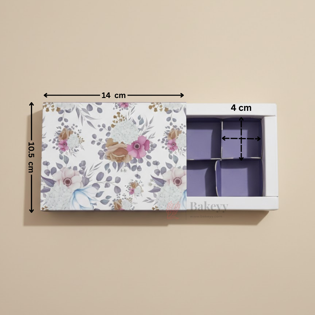 Floral Printed Chocolate Gift Box with Inner Tray | Premium Sleeve Box for Chocolates & Hampers | Multipurpose Box | Pack of 10