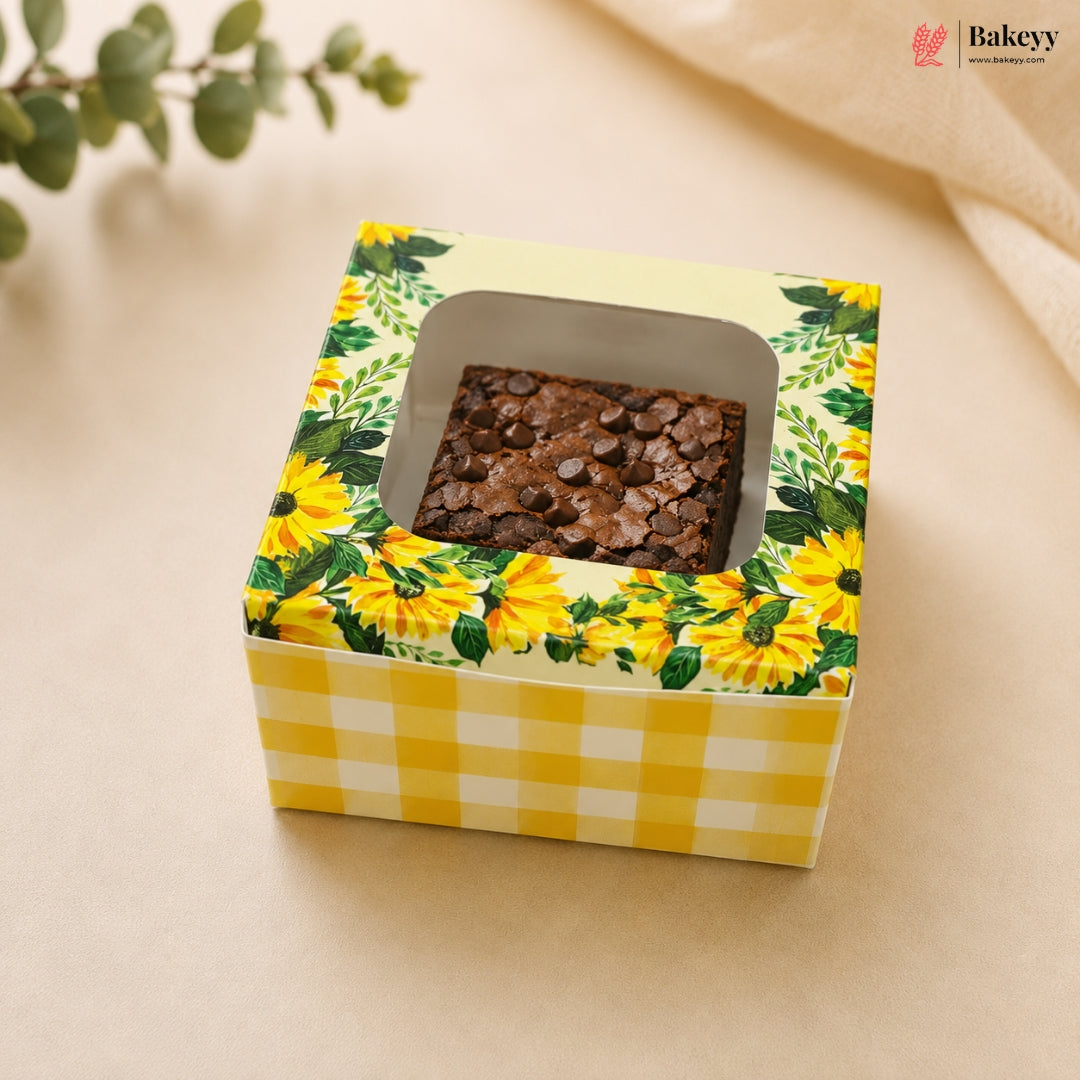 Floral Window Brownie Box for Single Brownie | Pack of 50