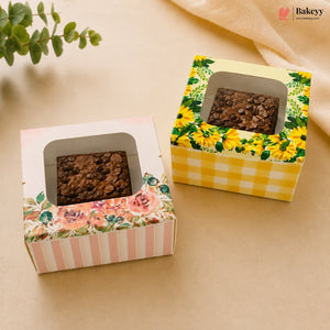 Floral Window Brownie Box for Single Brownie | Pack of 50