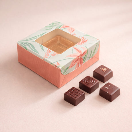 Floral Chocolate Box with Window | 2 Capacity Available | Chocolate Packaging Box | 4 Designs Available | Pack of 100