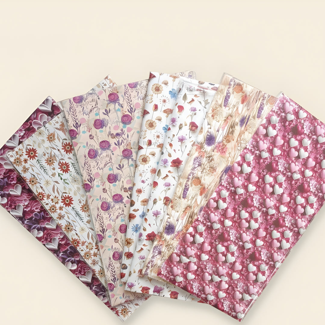 Floral & Heart Print Gift Wrapping Paper Sheets | Premium Decorative Wrapping for Gifting | Pack of 25 per pack