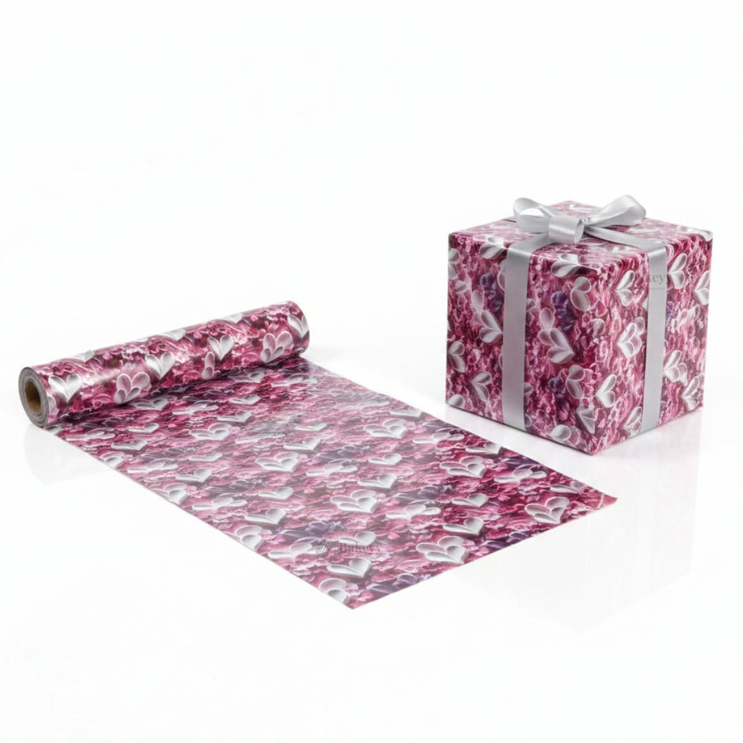 Floral & Heart Print Gift Wrapping Paper Sheets | Premium Decorative Wrapping for Gifting | Pack of 25 per pack