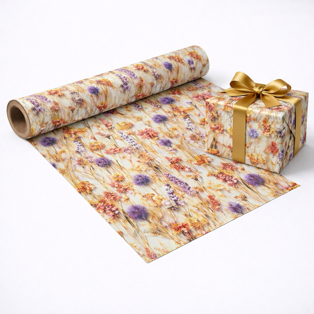 Floral & Heart Print Gift Wrapping Paper Sheets | Premium Decorative Wrapping for Gifting | Pack of 25 per pack