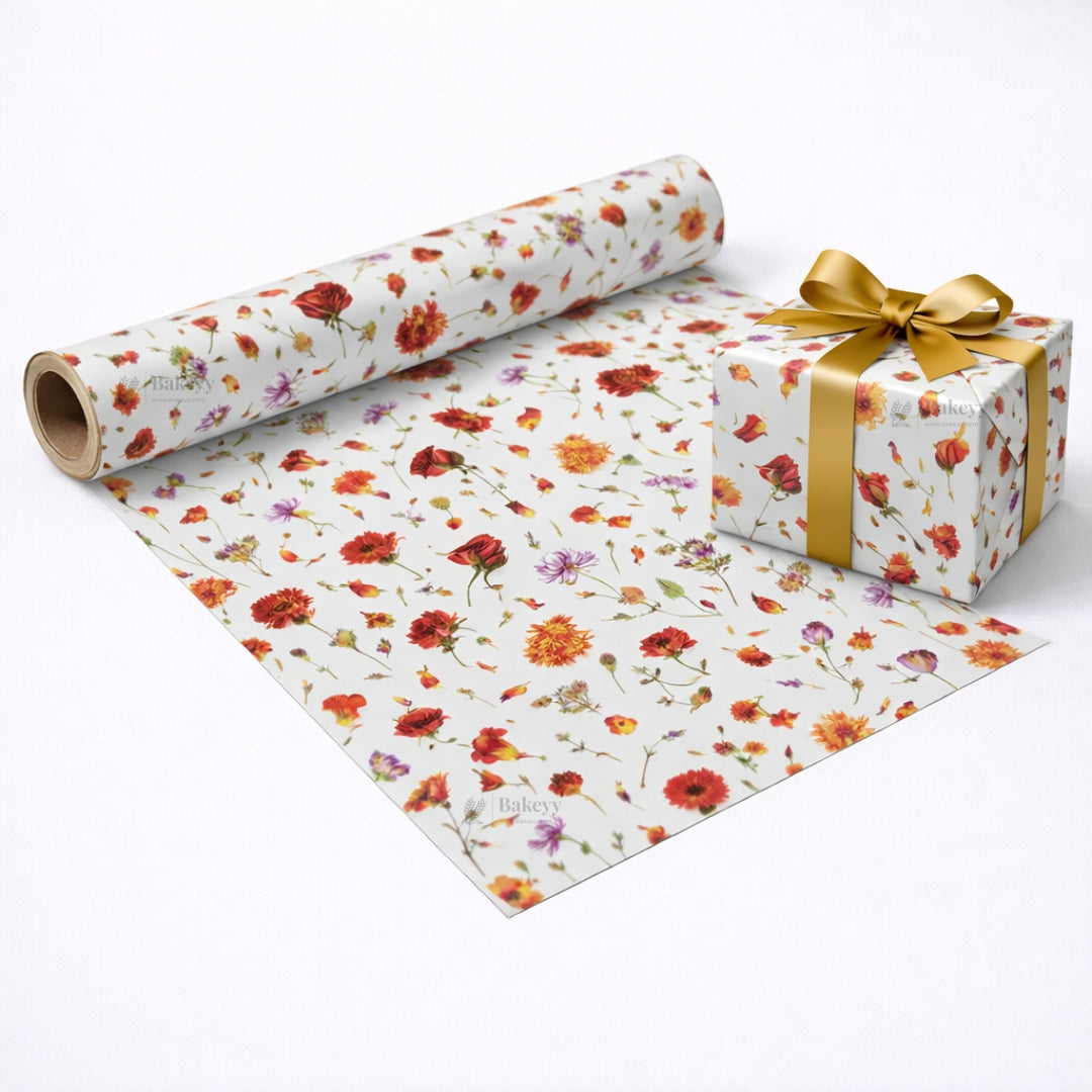 Floral & Heart Print Gift Wrapping Paper Sheets | Premium Decorative Wrapping for Gifting | Pack of 25 per pack