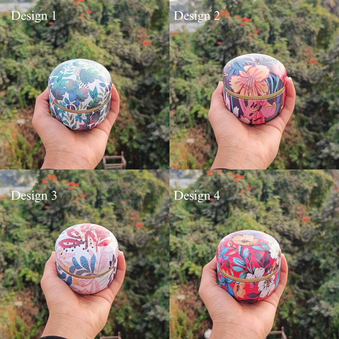 Floral Print Candle Tin Box | Decorative Storage Tin | Pack of 1