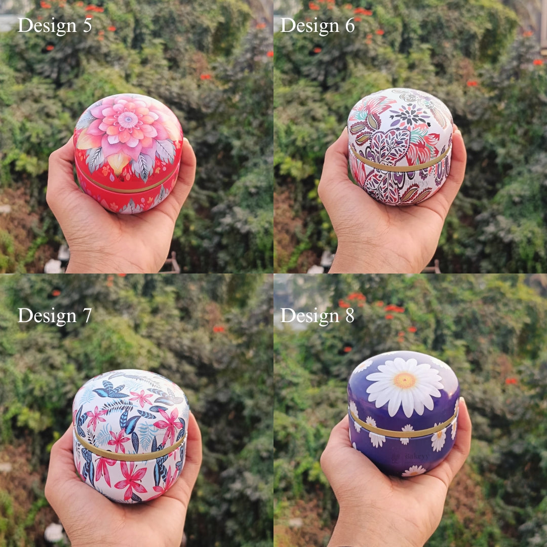 Floral Print Candle Tin Box | Decorative Storage Tin | Pack of 1