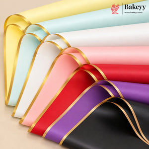 Decorative Flower Wrapping Sheet with Golden Border | Multi Color | Pack of