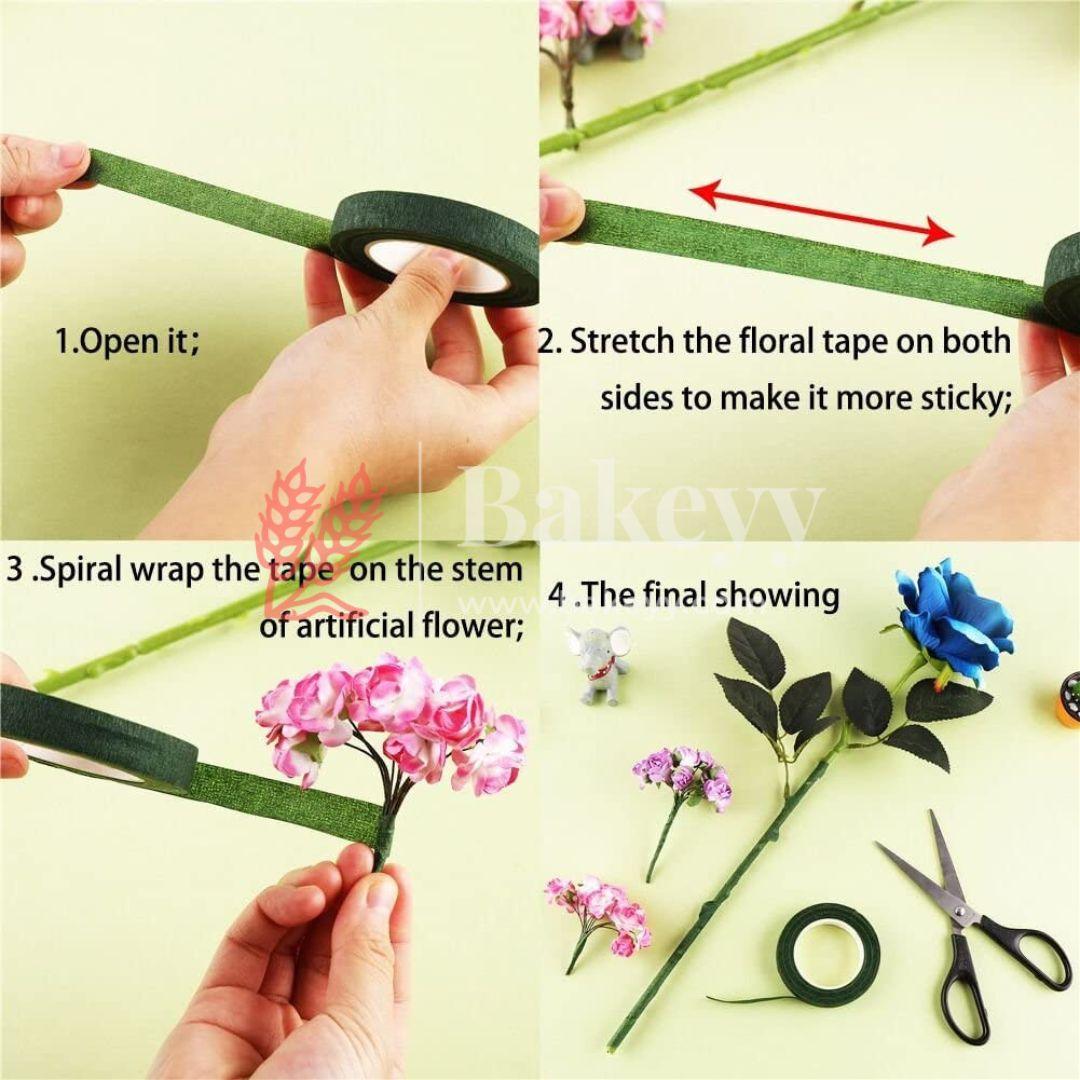 Flower Making Floral Tapes | Stretchable Tapes for Art and Crafts | Florist Tape for Stem Wrap - Bakeyy.com - India - Flower Making Floral Tapes | Stretchable Tapes for Art and Crafts | Florist Tape for Stem Wrap - Default Title