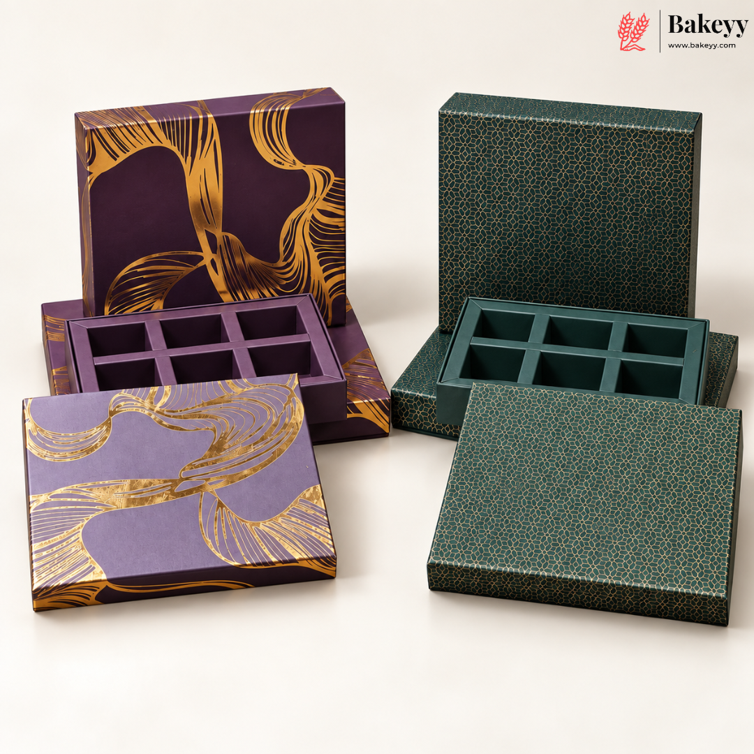 Printed Chocolate Box with Cavity Insert  | 2 Designs | Pack of 1