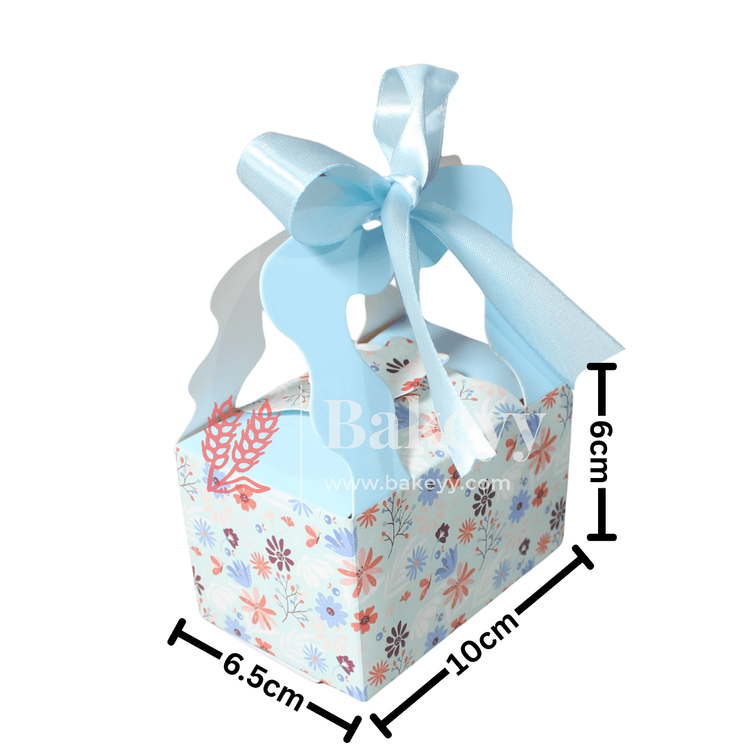Flower print Gift Box | Pack Of 10 | Candy Box | Return Gift Box | - Bakeyy.com - India - Flower print Gift Box | Pack Of 10 | Candy Box | Return Gift Box | - Blue