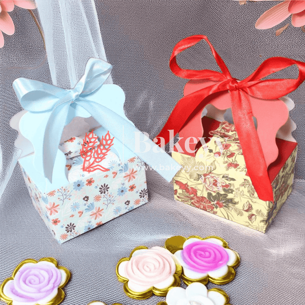 Flower print Gift Box | Pack Of 10 | Candy Box | Return Gift Box | - Bakeyy.com