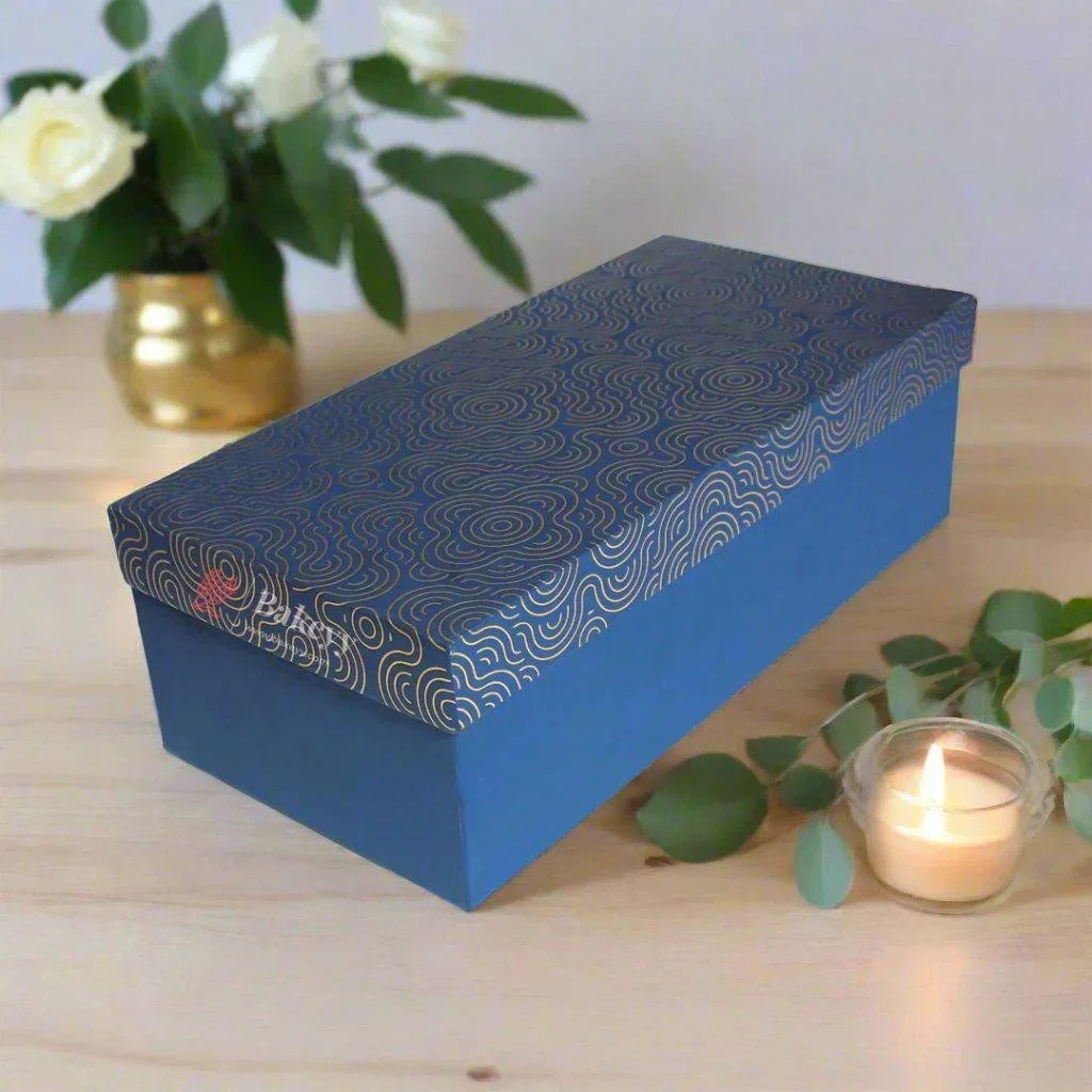 Four Transparent Jar Rigid Hamper Box - Bakeyy.com - India - Four Transparent Jar Rigid Hamper Box - Blue / Pack Of 1