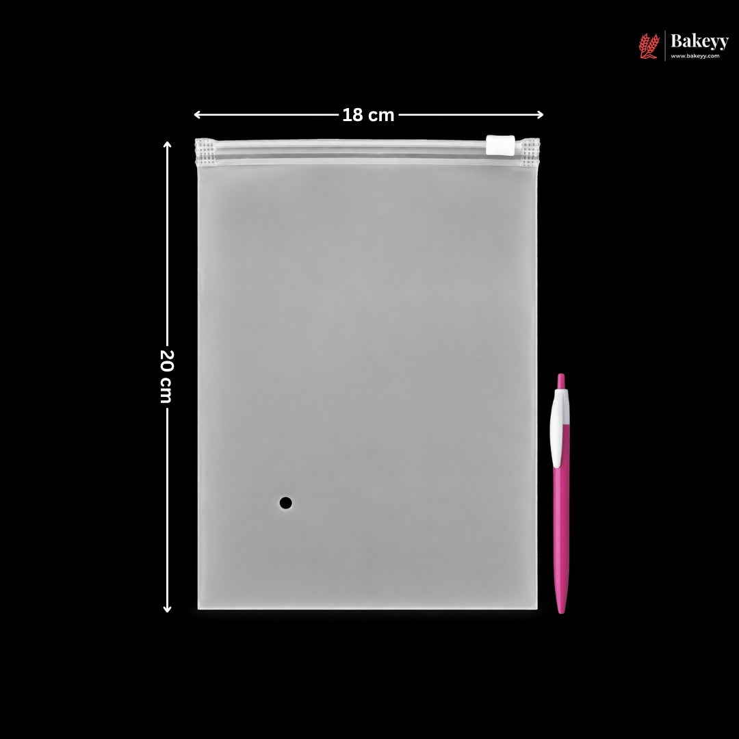 Frosted Zip Pouch with Slider Seal | Transparent Zipper Pouch | Multiple Sizes Availale | Pack of 50