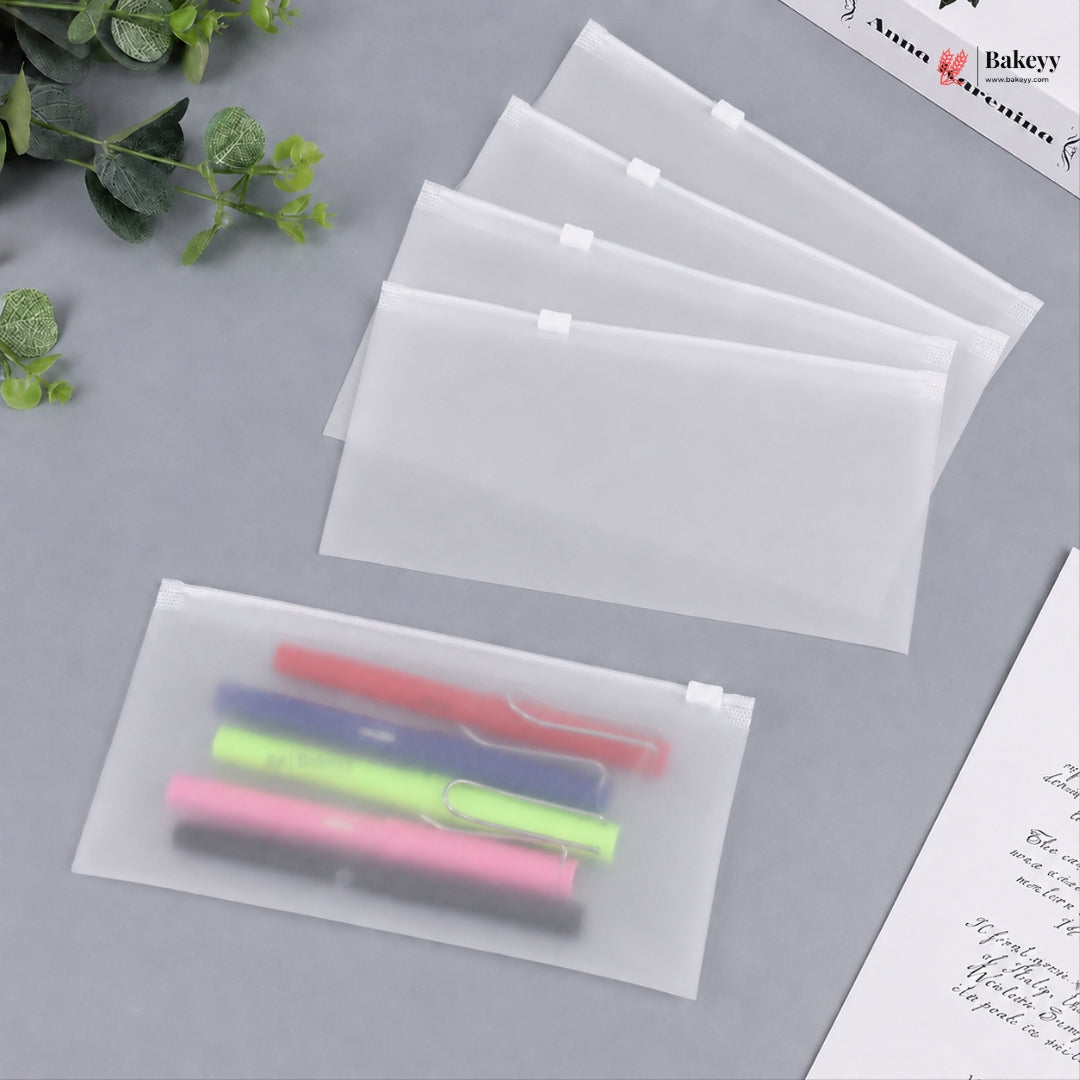 Frosted Zip Pouch with Slider Seal | Transparent Zipper Pouch | Multiple Sizes Availale | Pack of 50