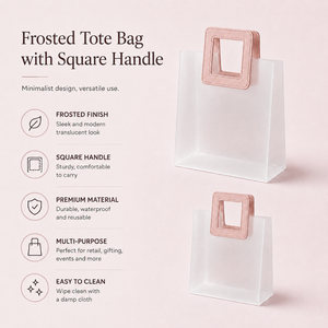 Frosted tote bag with square handle on a light pink background