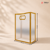Transparent Gift Bag - Gold | Oval‑Cut Handle | Pack Of 12