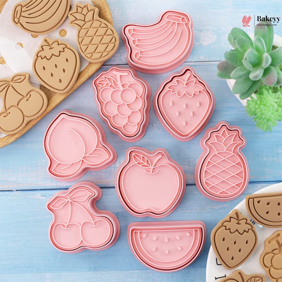 Fruit Theme Cookie Cutter & Embosser Set | 8 Piece | Pack of 1